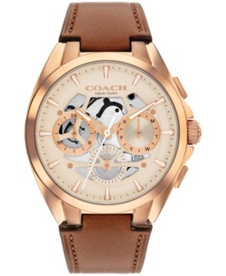 coach 腕時計 [さちょ ] COACH Men's Jackson Saddle Leather Strap Watch, 41.5mm - Macy's