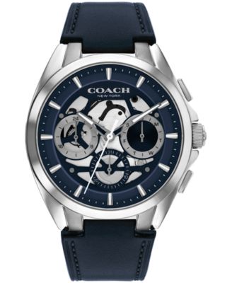  Men's Jackson Navy Leather Strap Watch, 41.5mm