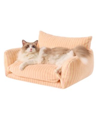 Fluffy Plush Cat Bed Double Layer Soft Pet Couch Sofa Nest Comfortable Sleeping Easy Clean For Small Cats Dogs