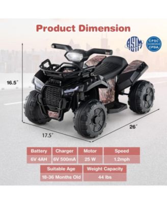 6V Kids ATV Quad Electric Ride On Car with LED Light and MP3-Solid