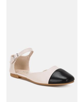 Womens Clevea Dual Tone Pin Buckle Ballet Flats