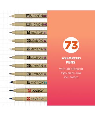 Pigma Micron Color Sets, Assorted, 73 Pen Count