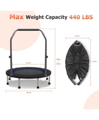 48" Mini Trampoline Foldable Exercise Rebounder with Adjustable Bar Fitness Trampoline,Exercise for Adults Indoor