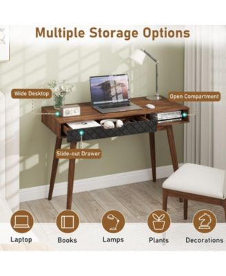 Modern Desk Mid Century Style with Drawer and Open Shelf