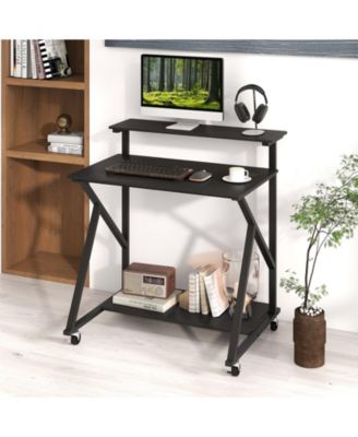 Rolling 32” Computer Desk with Power Outlets for Home Office