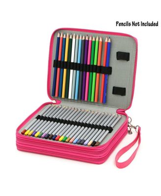 PU Leather Pencil Case 120 Slot Holder Handle Strap Box
