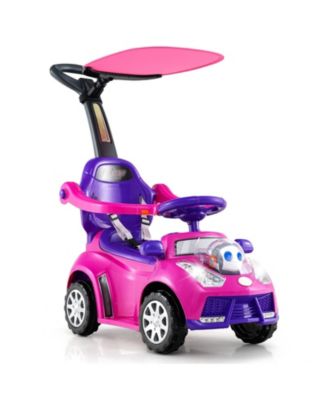 3-in-1 Toddler Ride-On Push Car with Seat Belt and Canopy