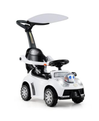 3-in-1 Toddler Ride-On Push Car with Seat Belt and Canopy