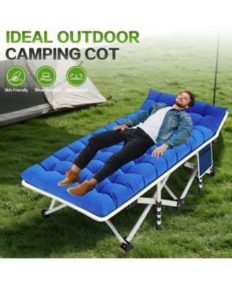 Camping Cot Folding Bed Heavy Duty with Pad Carry Bag Camping Outdoor Recreation Gear