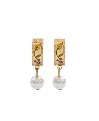 Blackberry Bramble Pearl Drop Huggie Earrings