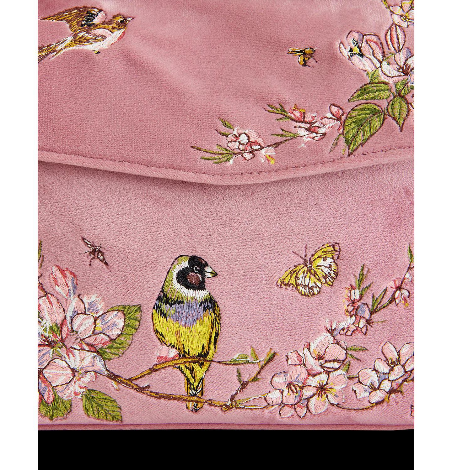 Женская сумка Fable England Song Bird Embroidered Mini Pink Tote, цвет: Розовый — фото 3