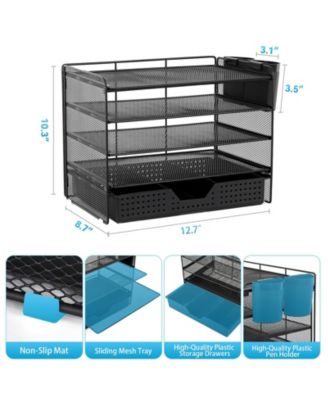 Desk Organizer 5-Tier Letter Tray Drawer Pen Holders File Storage