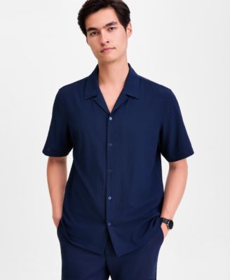 Men's Short-Sleeve Paperweight Solid Shirt, Macy's Exclusive