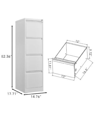 Vertical Steel Filing Cabinet with 4 Locking Drawers