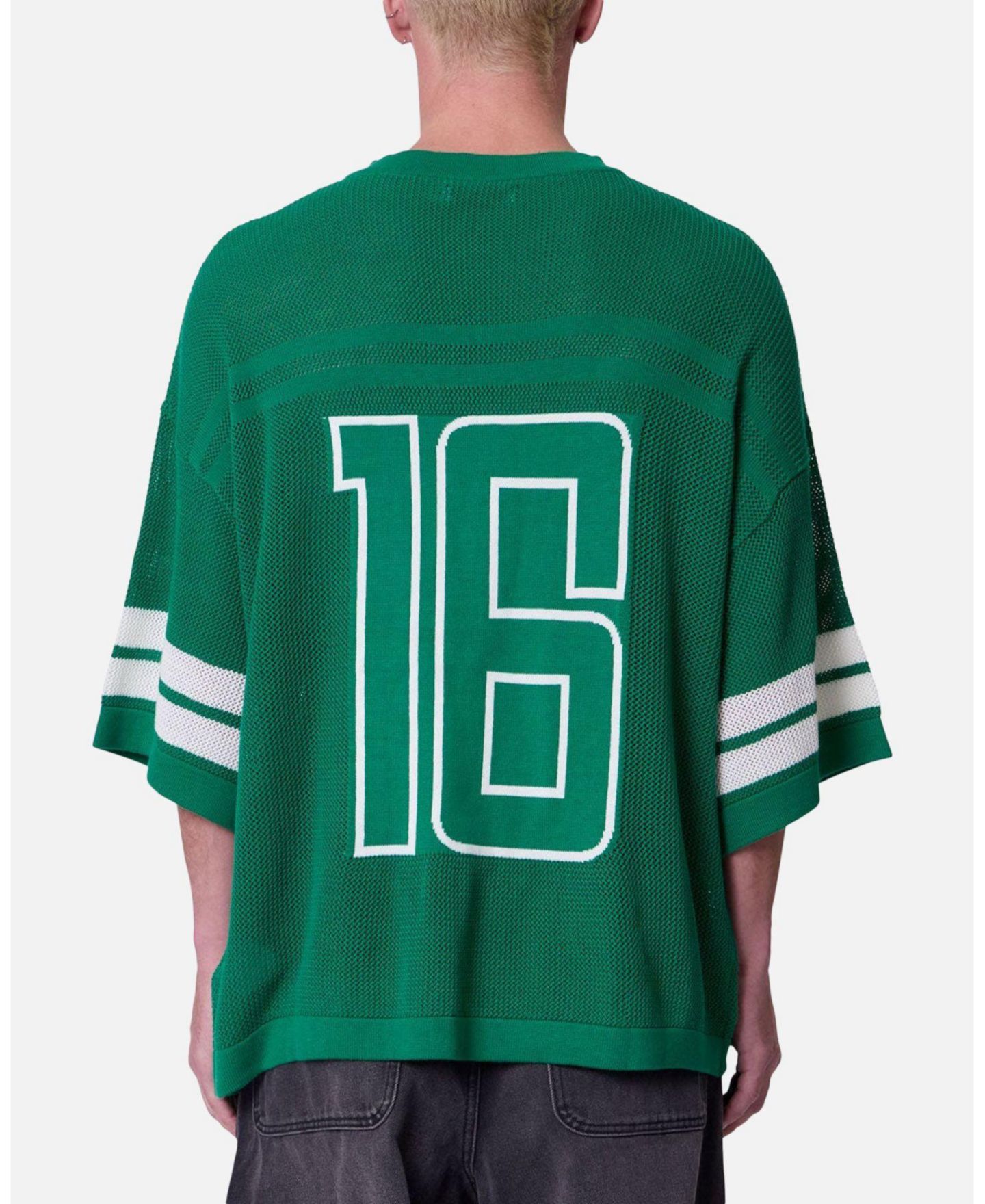 Мужской топ mnml Open Knit Varsity Jersey, цвет: Зелёный — фото 4