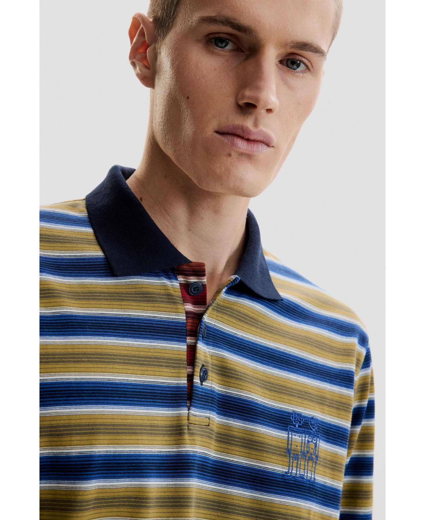 Мужская футболка Desigual Striped polo t-shirt, цвет: Тёмно-синий — фото 3