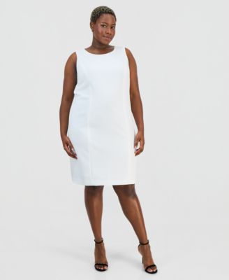 all white plus size peplum dress White Suit Dresses Plus Size Business Casual & Work Clothes