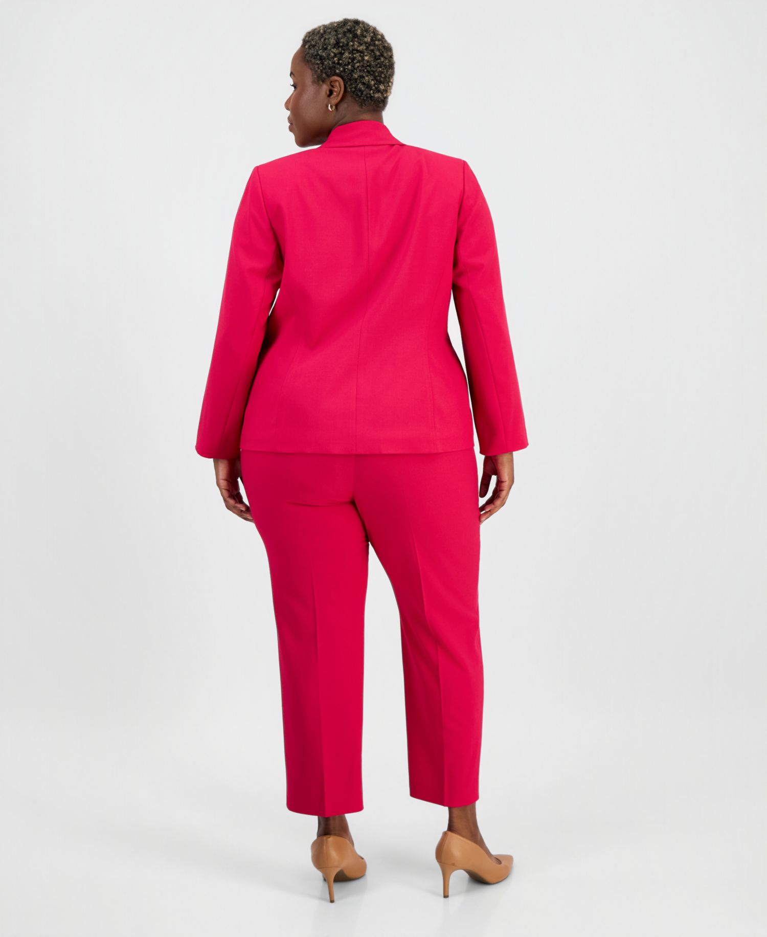 Plus Size One-Button Notch-Collar Jacket & Fly-Front Slim Pants Suit