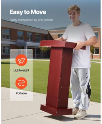 Podium Stand, 41" Wooden Lectern, Laptop Desk with Storage Shelf, Elegant