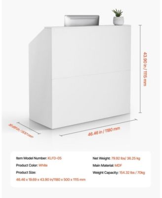 Reception Desk, 46 Inch Rectangular Front Counter Table for Office and Retail Use