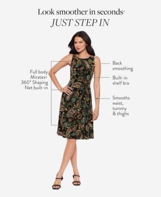Women's Paisley Print Jewel Neck Midi Dress