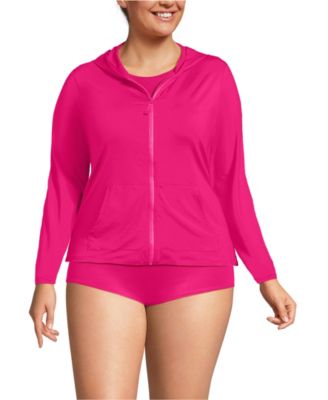 Plus Size SunShade UPF 50 Hooded Zip Front Rash Guard