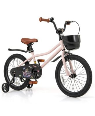 18 Inch Kids Bike with Basket and Adjustable Handlebar-4-8 Years