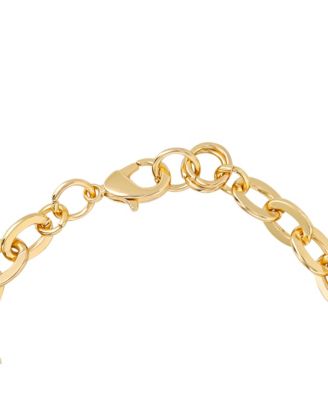 Pearl & Icon Charm Bracelet, Gold Tone Link with Faux Pearls