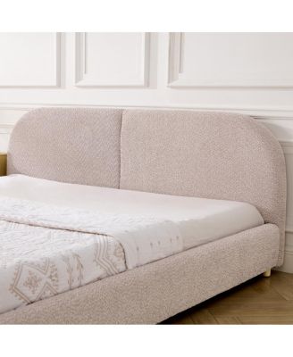 King Size Upholstered Bed Frame, Modern Minimalist Curved Headboard