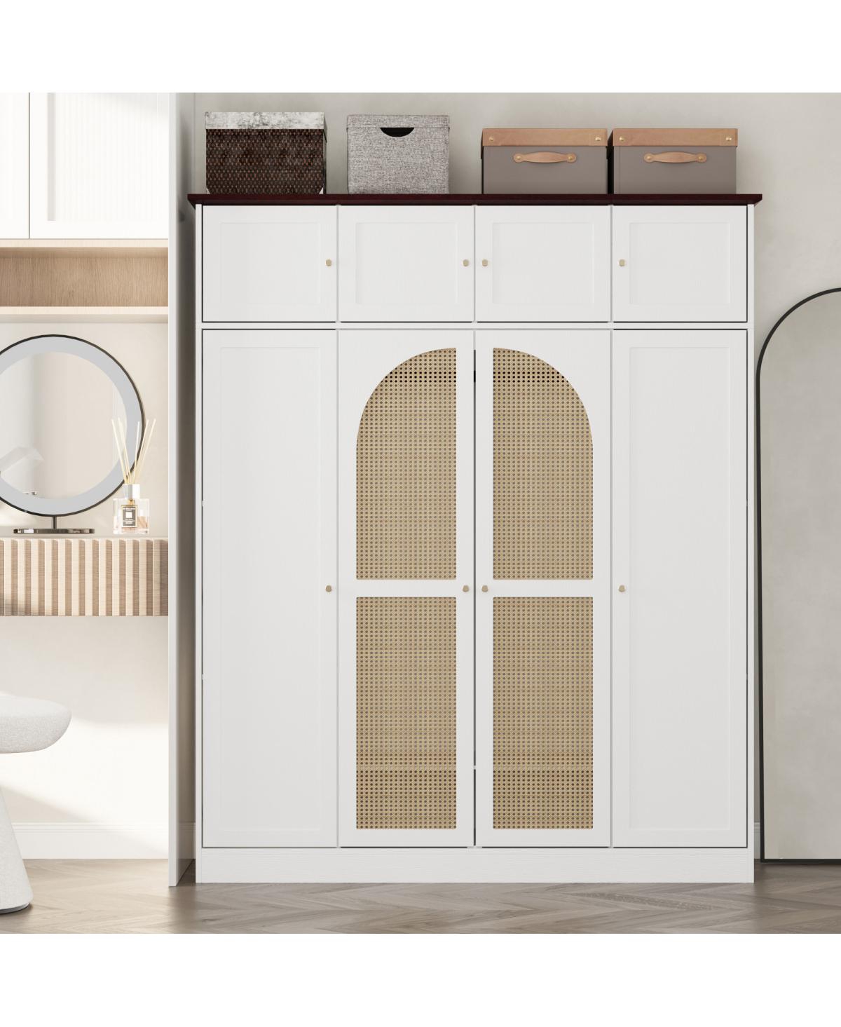 Streamdale Furniture 8-Door Rattan Wardrobe with Flexible Storage