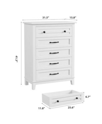 5 Dresser for Bedroom, Tall Vertical Drawer Dresser with Large Storage, Freestanding Wooden Closet Chest for Bedroom, Living Room