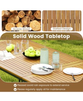 79'' Outdoor Dining Table 8-Person Table w/ 1.9'' Umbrella Hole Patio