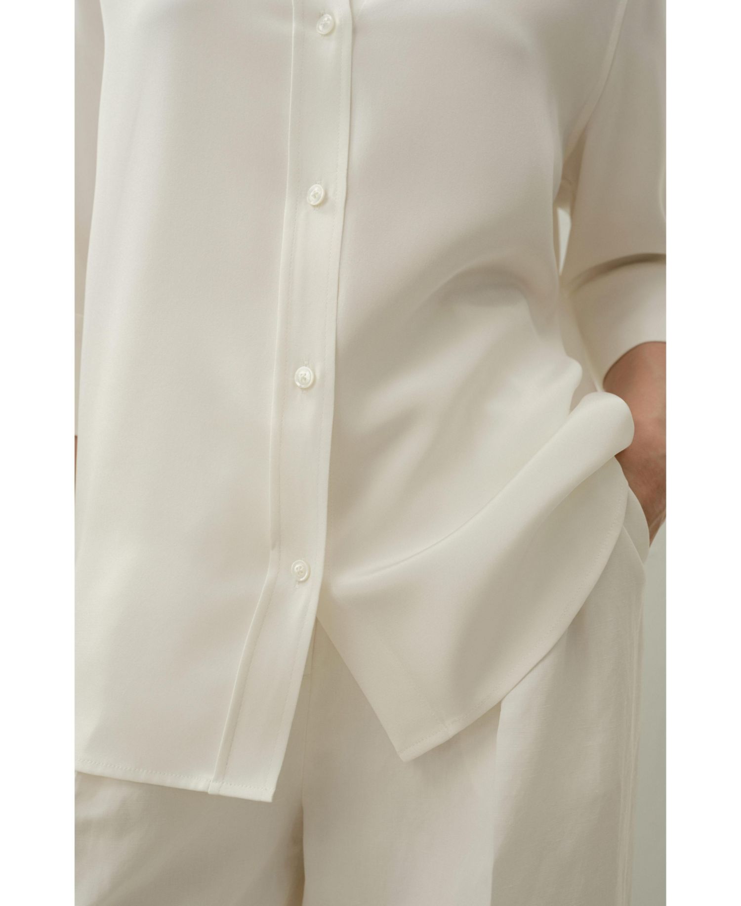 Women's Heavy Silk Crepe Relaxed Half-Sleeve Shirt