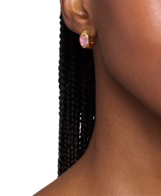 Oval Stone Huggie Earrings