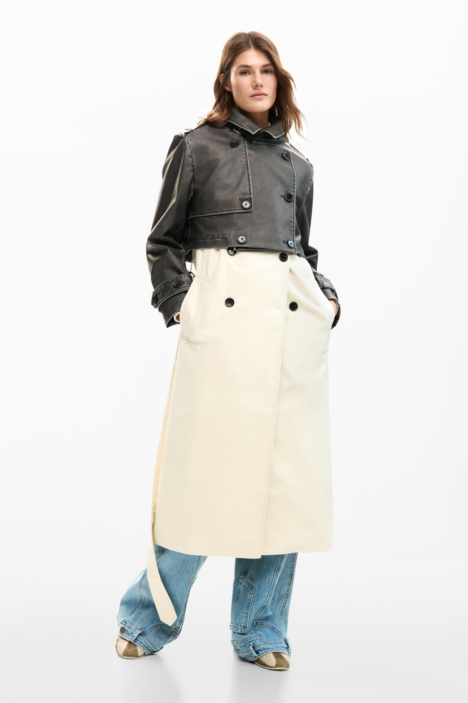 Women's Detachable trench coat combined