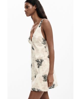Women's Embroidered Strap Dress With Branches