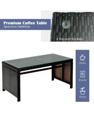 4-Piece Patio Rattan Seating Set with Loveseat, Chairs, and Coffee Table