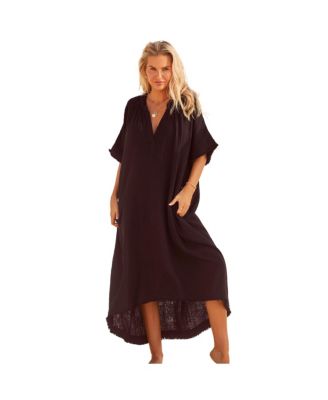 Women's Cotton Gauze High-Low Sun Dress Cover Up