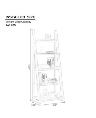 Ladder Bookshelf -Tier Rubber Wood Frame Bookcase, Storage Rack for Living Room, Home Office