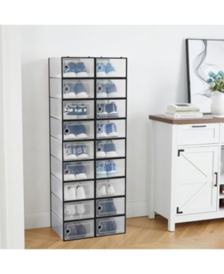 18 Pack Clear Shoe Storage Boxes with Front Doors