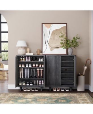 5 Tier Shoe Cabinet with Fluted Door, 13.7 x 31.6 x 41.5 in