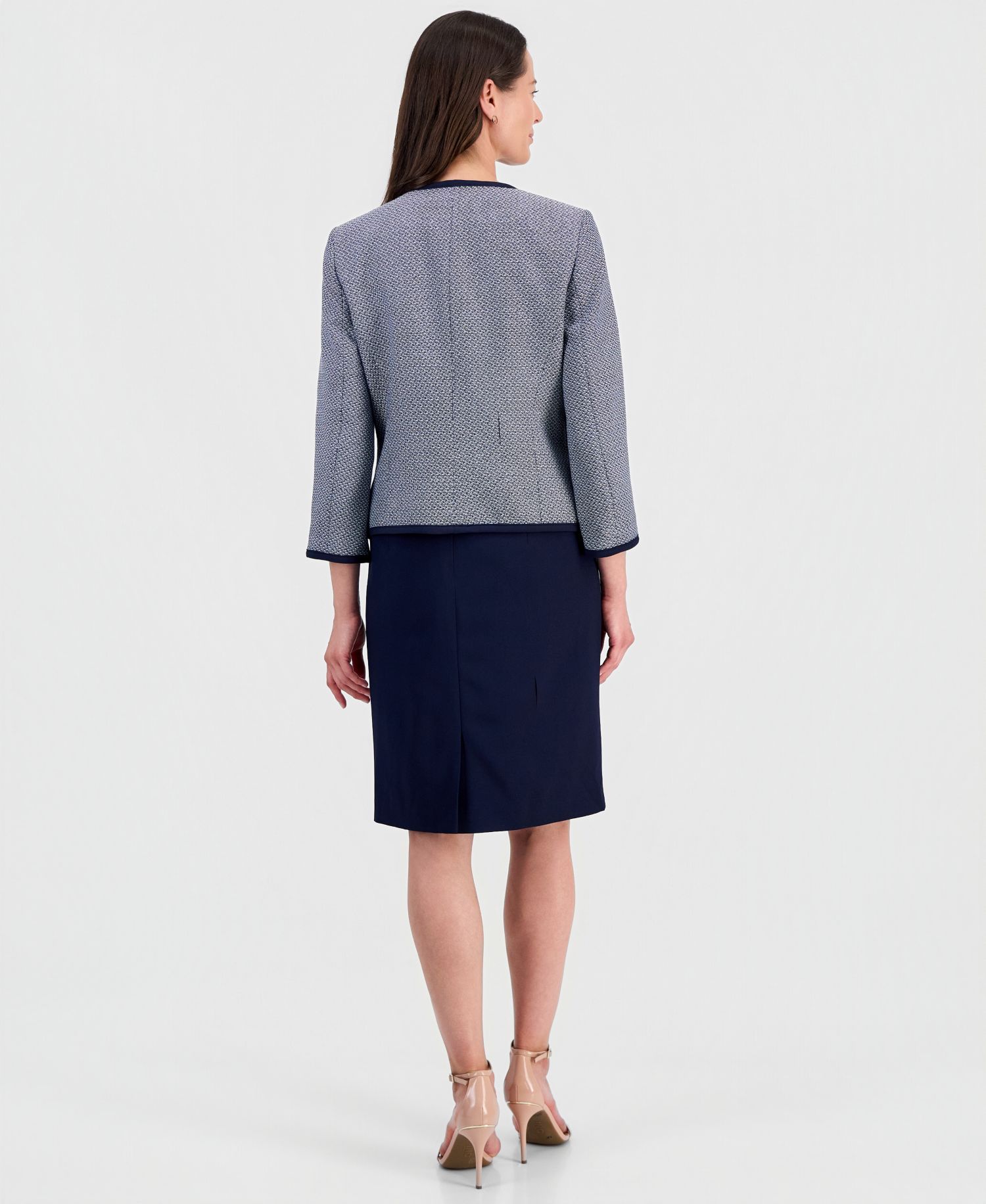 Women's Zipper-Pocket Open Cardigan & Empire-Seamed Dress Suit