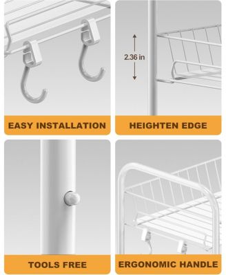 4 Tier Rolling Cart with 360&deg;Wheels, Snack Cart, Removable Wire Baskets