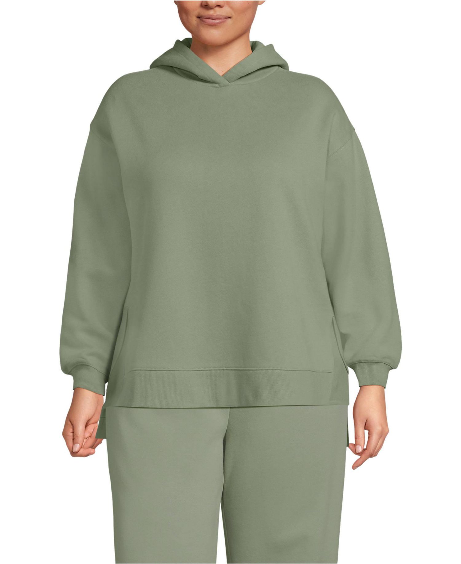 Plus Size Long Sleeve Serious Sweats Hooded Tunic Sweatshirt