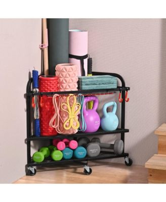 Triangle Yoga Mat Storage Cart with Wheels for Home Gym Equipment