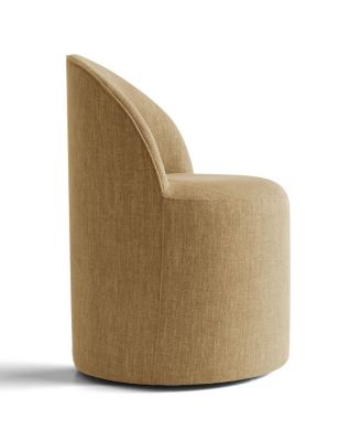 Linen Upholstered Rolling Dining Chair with Casters Swivel 1 Piece