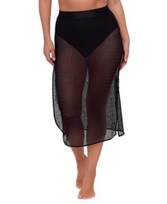Women's Side Slit Crochet Swimsuit Coverup Skirt