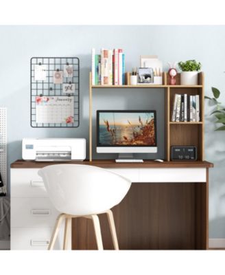 Three Tier Desk Bookshelf with Open Shelves for Home Office