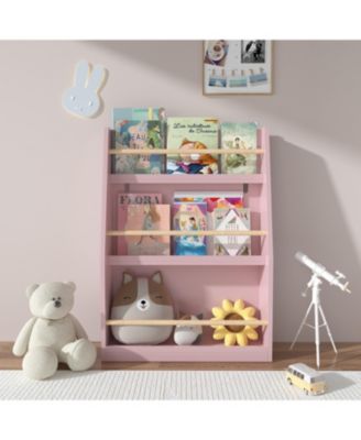 3-Tier Kids Book Rack Bedroom Playroom Classroom Organizer Pink