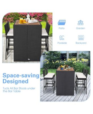 5-Piece Patio Acacia Wood Dining Set with Table and Chairs